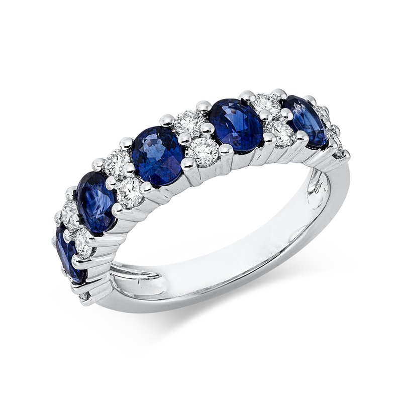 Ring mit Saphir  aus 750/-18 Karat Weißgold mit 12 Diamanten 0