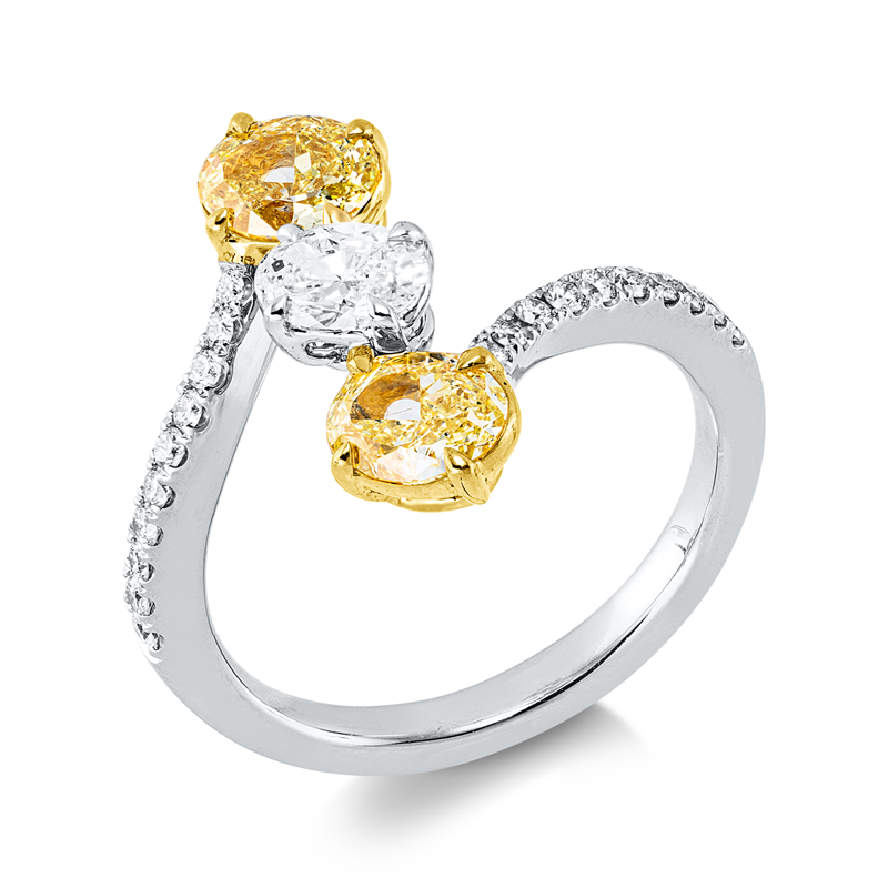 Ring    aus 750/-18 Karat Weißgold / Gelbgold mit 23 Diamanten 1