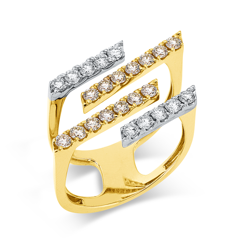 Ring    aus 750/-18 Karat Gelbgold / Weißgold mit 24 Diamanten 1