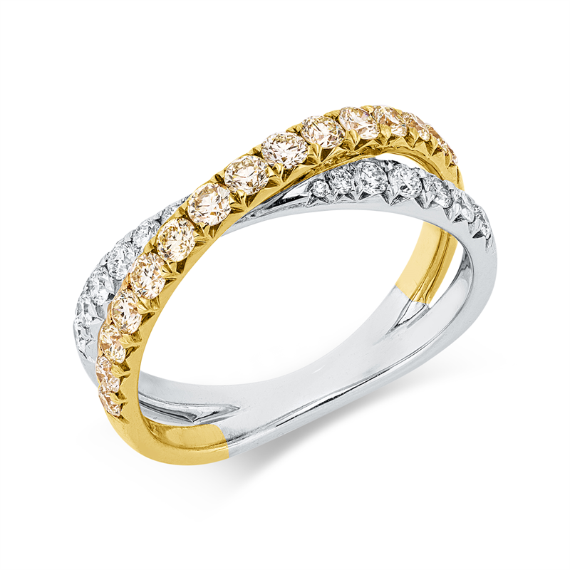 Ring    aus 750/-18 Karat Weißgold / Gelbgold mit 29 Diamanten 0