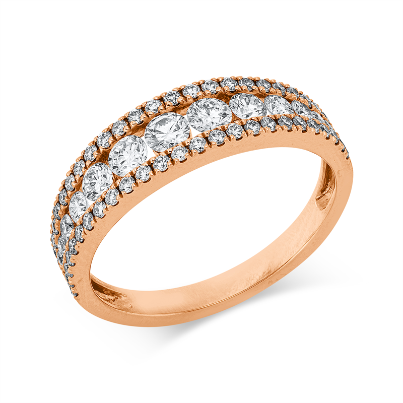 Ring    aus 750/-18 Karat Rotgold mit 63 Diamanten 0