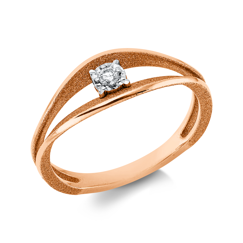 Ring    aus 750/-18 Karat Rotgold / Weißgold mit 1 Diamant 0