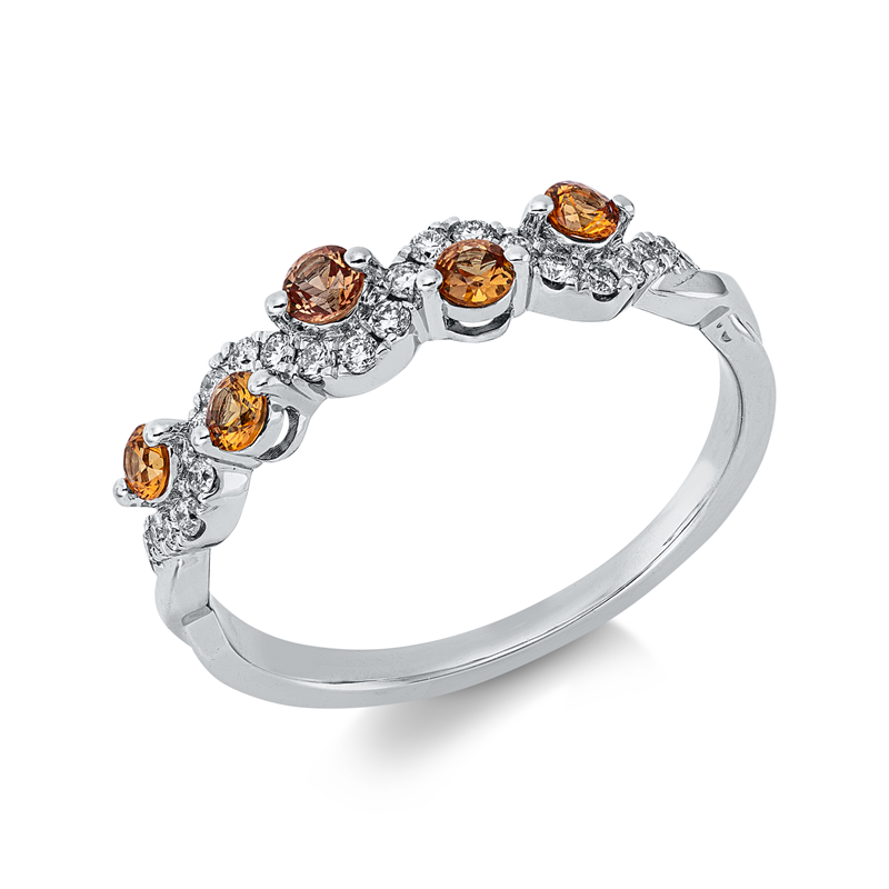 Ring mit Saphir  aus 585/-14 Karat Weißgold mit 23 Diamanten 0