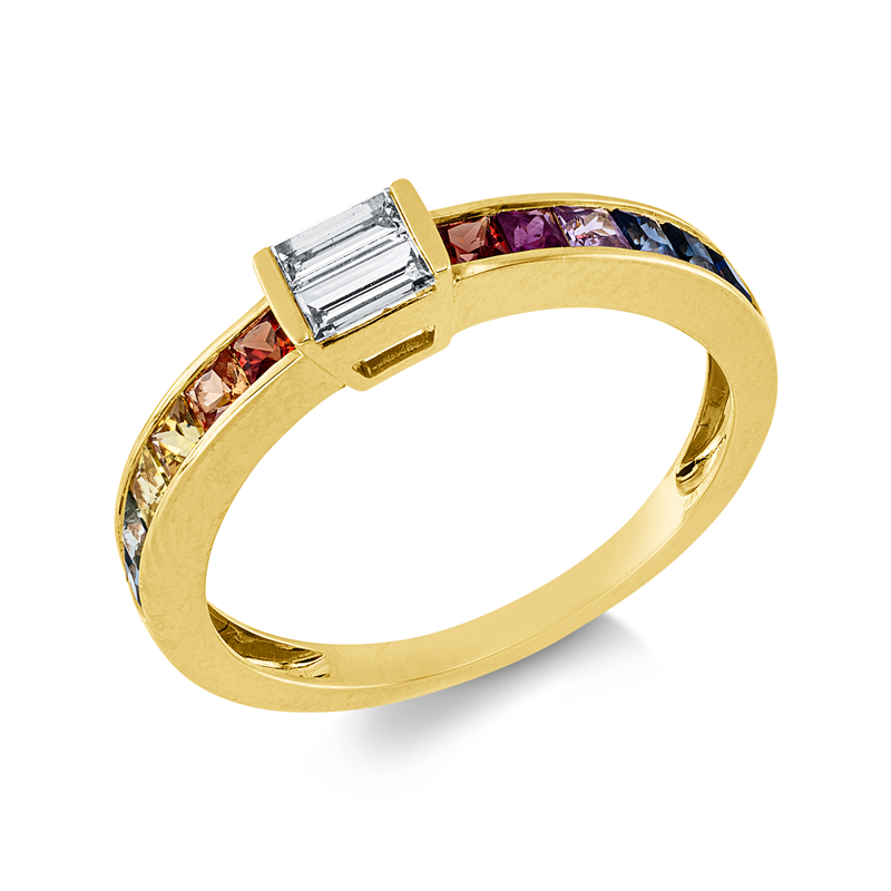 Ring mit Saphir  aus 750/-18 Karat Gelbgold mit 2 Diamanten 0