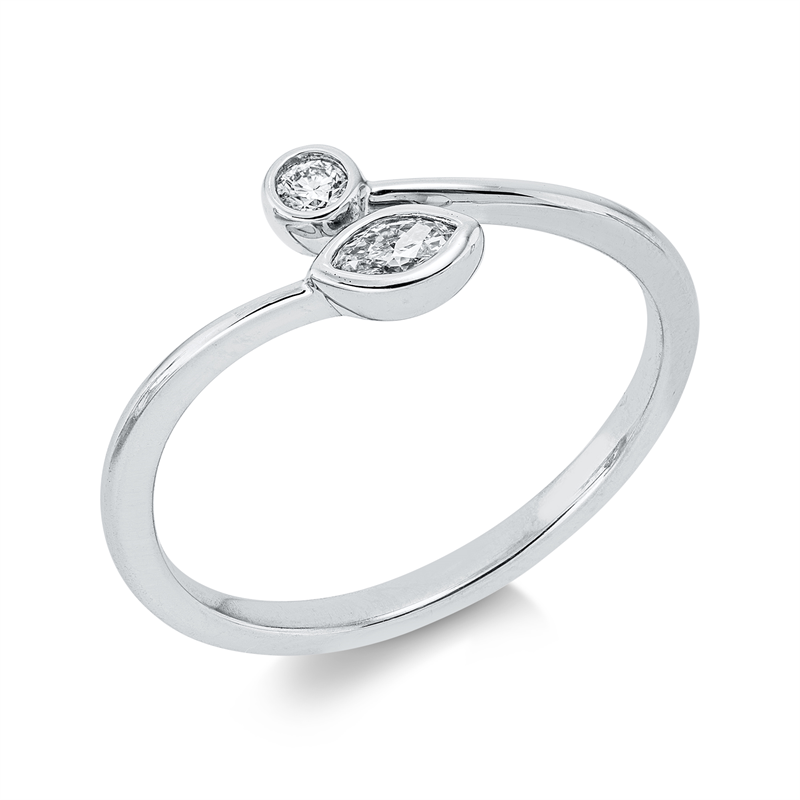 Ring    aus 750/-18 Karat Weißgold mit 2 Diamanten 0