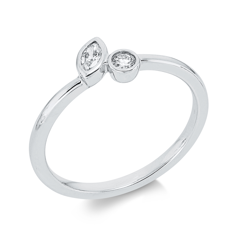 Ring    aus 750/-18 Karat Weißgold mit 2 Diamanten 0