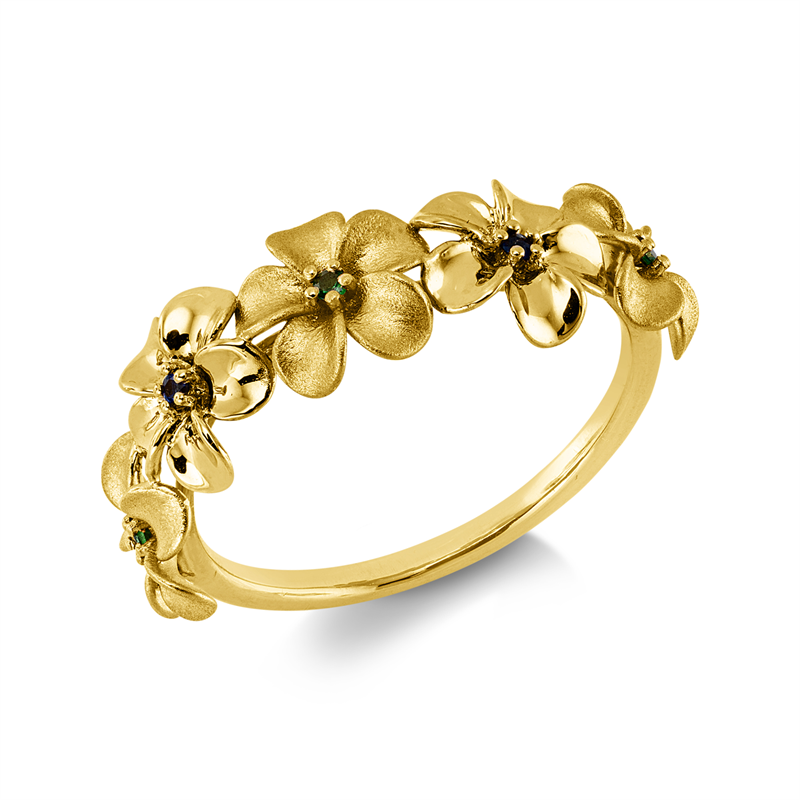 Ring mit Saphir  aus 750/-18 Karat Gelbgold  