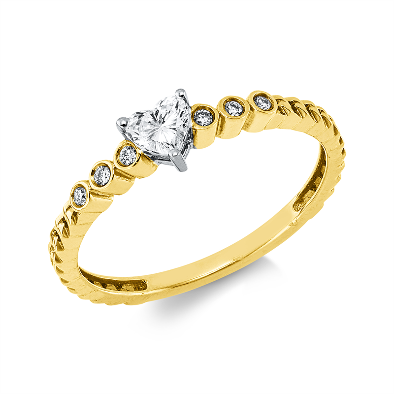 Ring    aus 750/-18 Karat Gelbgold / Weißgold mit 7 Diamanten 0