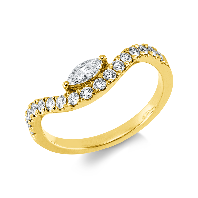 Ring    aus 750/-18 Karat Gelbgold mit 18 Diamanten 0