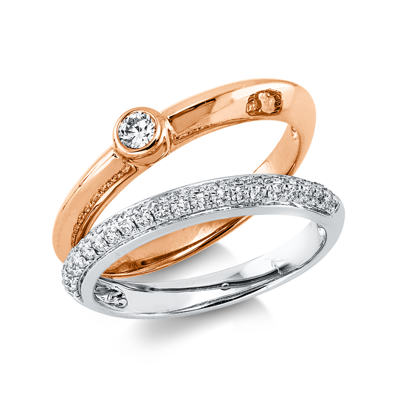 Ring    aus 750/-18 Karat Rotgold / Weißgold mit 44 Diamanten 0
