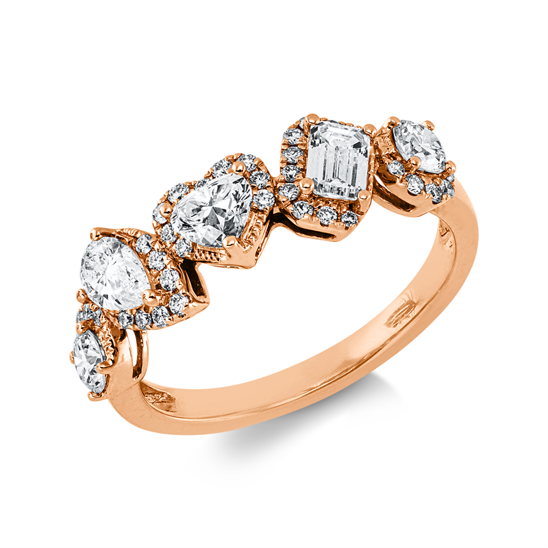 Ring    aus 750/-18 Karat Rotgold mit 41 Diamanten 0