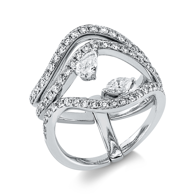 Ring    aus 750/-18 Karat Weißgold mit 65 Diamanten 1