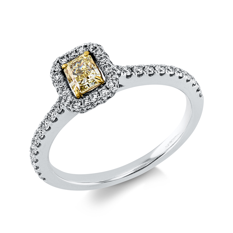 Ring    aus 750/-18 Karat Weißgold / Gelbgold mit 59 Diamanten 0