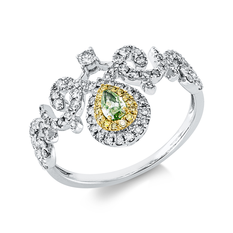 Ring    aus 750/-18 Karat Weißgold / Gelbgold mit 84 Diamanten 0