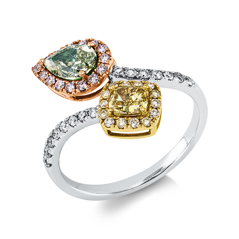Ring    aus 750/-18 Karat Weißgold / Gelbgold / Rotgold mit 46 Diamanten 1