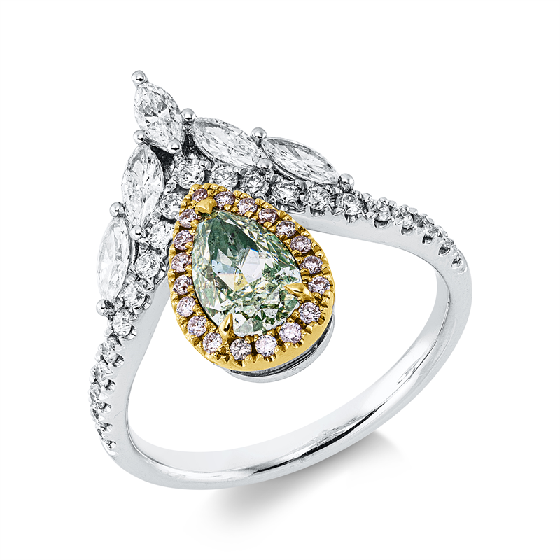 Ring    aus 750/-18 Karat Weißgold / Rotgold mit 46 Diamanten 1