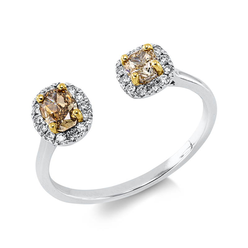 Ring    aus 750/-18 Karat Weißgold / Gelbgold mit 28 Diamanten 0