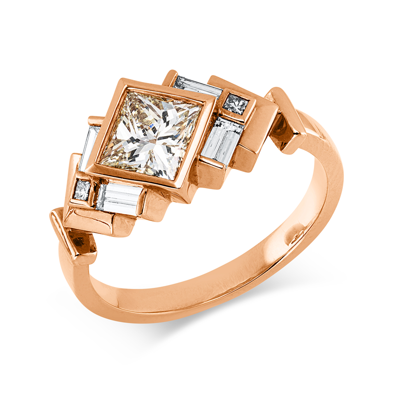 Ring    aus 750/-18 Karat Rotgold mit 7 Diamanten 1