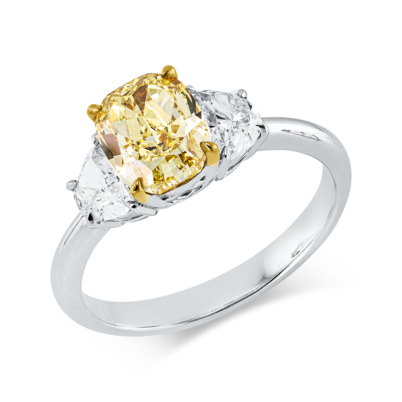 Ring    aus 750/-18 Karat Weißgold / Gelbgold mit 3 Diamanten 2