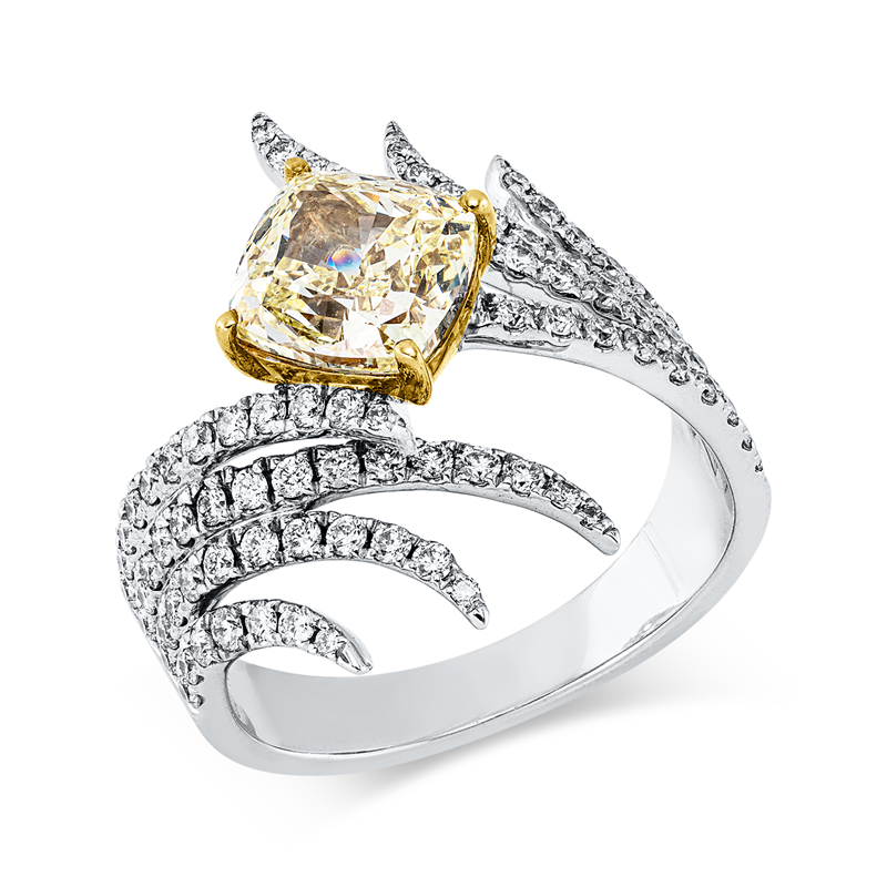Ring    aus 750/-18 Karat Weißgold / Gelbgold mit 88 Diamanten 2