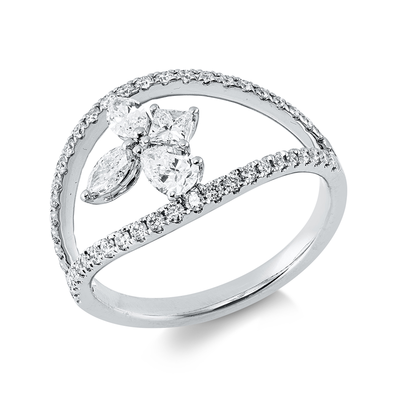 Ring    aus 750/-18 Karat Weißgold mit 50 Diamanten 0