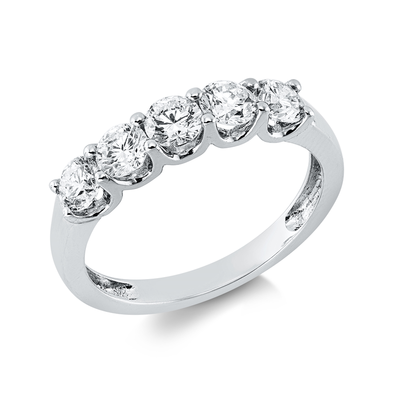 Ring    aus 750/-18 Karat Weißgold mit 5 Diamanten 1 ct