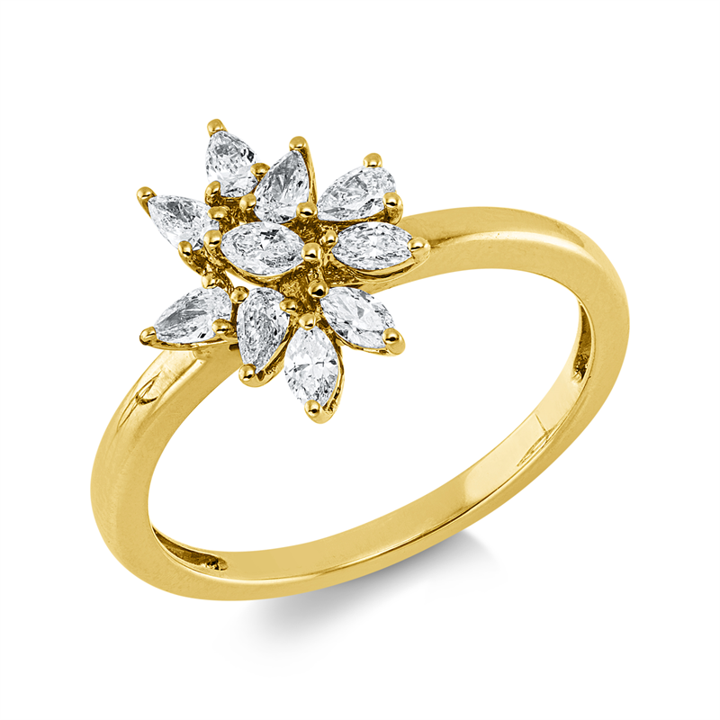 Ring    aus 750/-18 Karat Gelbgold mit 10 Diamanten 0