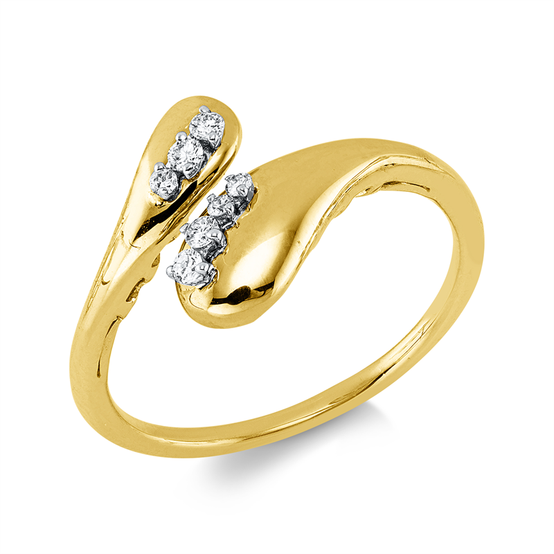 Ring    aus 750/-18 Karat Gelbgold / Weißgold mit 7 Diamanten 0