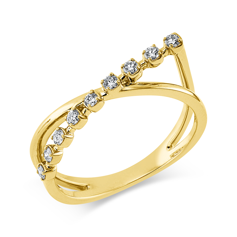Ring    aus 750/-18 Karat Gelbgold mit 9 Diamanten 0