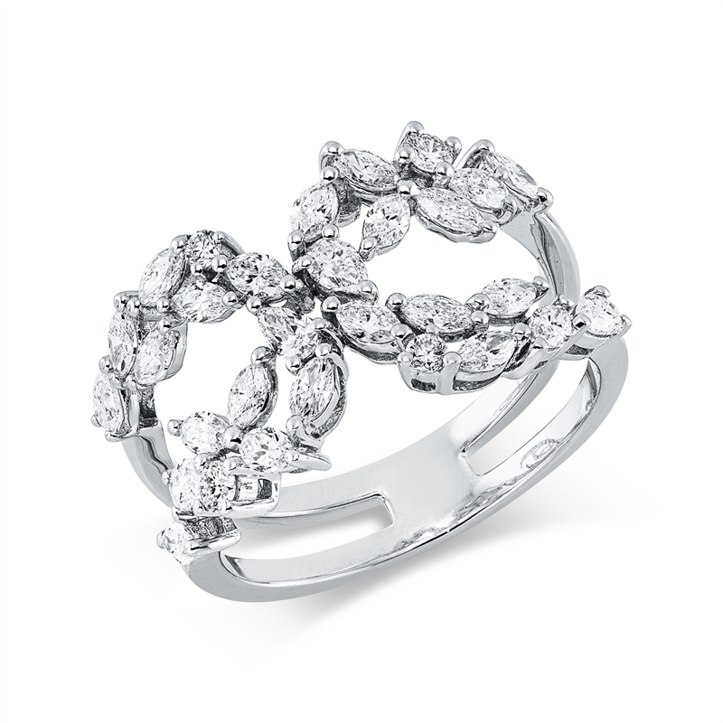 Ring    aus 750/-18 Karat Weißgold mit 50 Diamanten 1