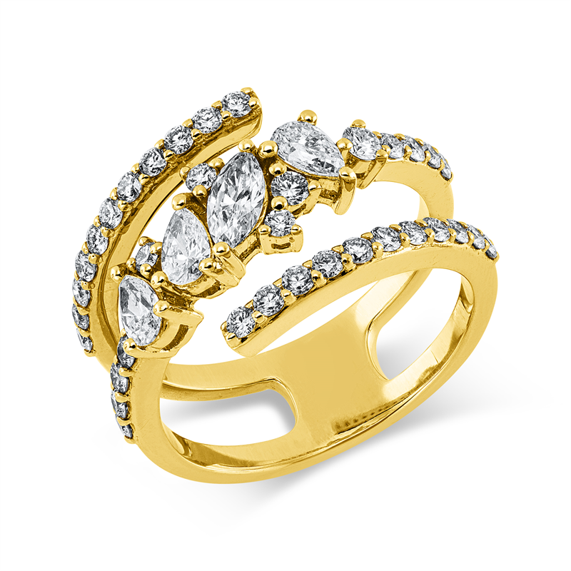 Ring    aus 750/-18 Karat Gelbgold mit 39 Diamanten 1
