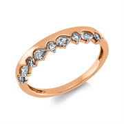 Ring    aus 750/-18 Karat Rotgold / Weißgold mit 9 Diamanten 0