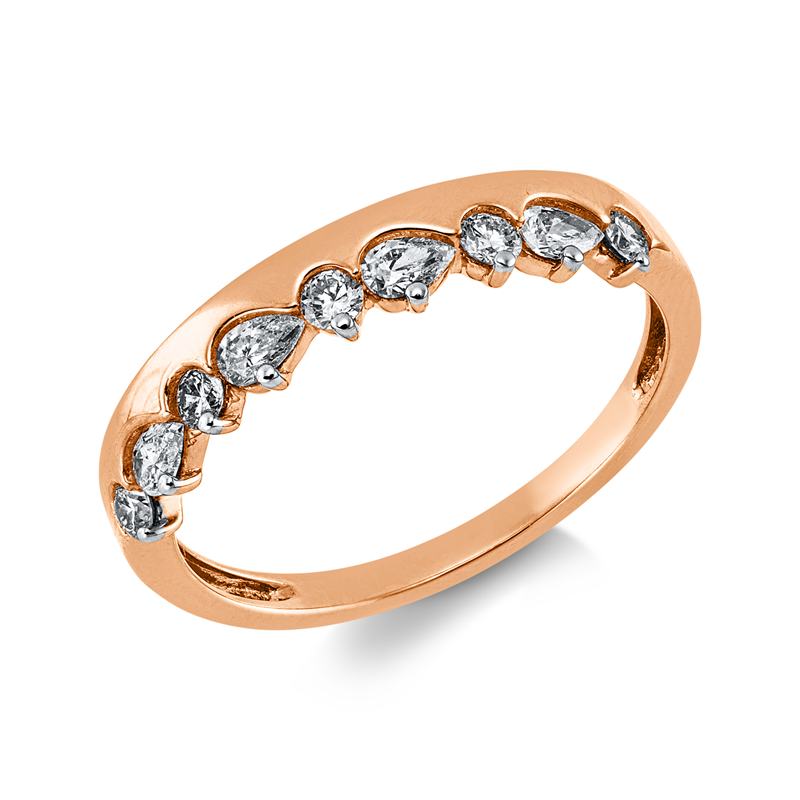 Ring    aus 750/-18 Karat Rotgold / Weißgold mit 9 Diamanten 0