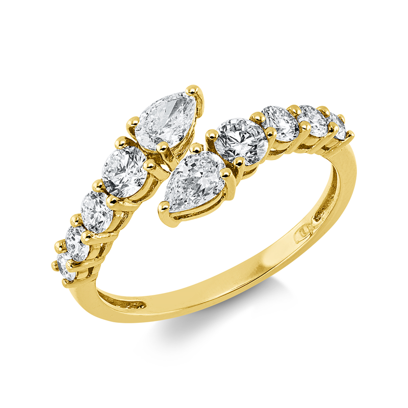 Ring    aus 750/-18 Karat Gelbgold mit 10 Diamanten 0