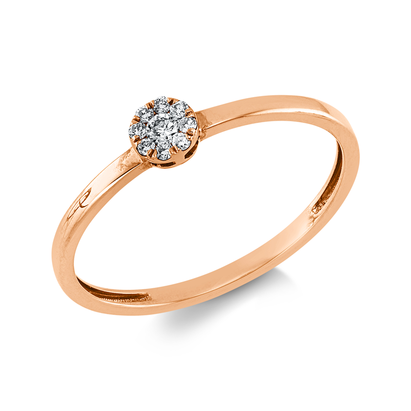 Ring    aus 750/-18 Karat Rotgold mit 9 Diamanten 0