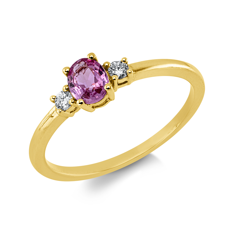 Ring mit Saphir  aus 750/-18 Karat Rotgold mit 2 Diamanten 0