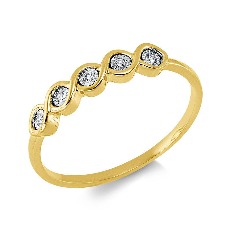 Ring    aus 750/-18 Karat Gelbgold mit 5 Diamanten 0