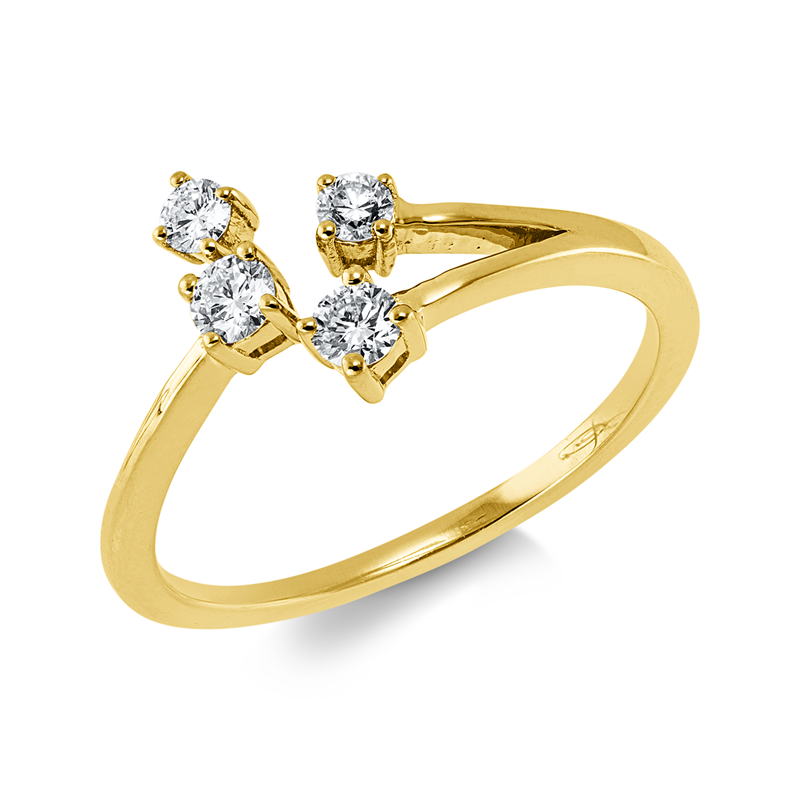 Ring    aus 750/-18 Karat Gelbgold mit 4 Diamanten 0