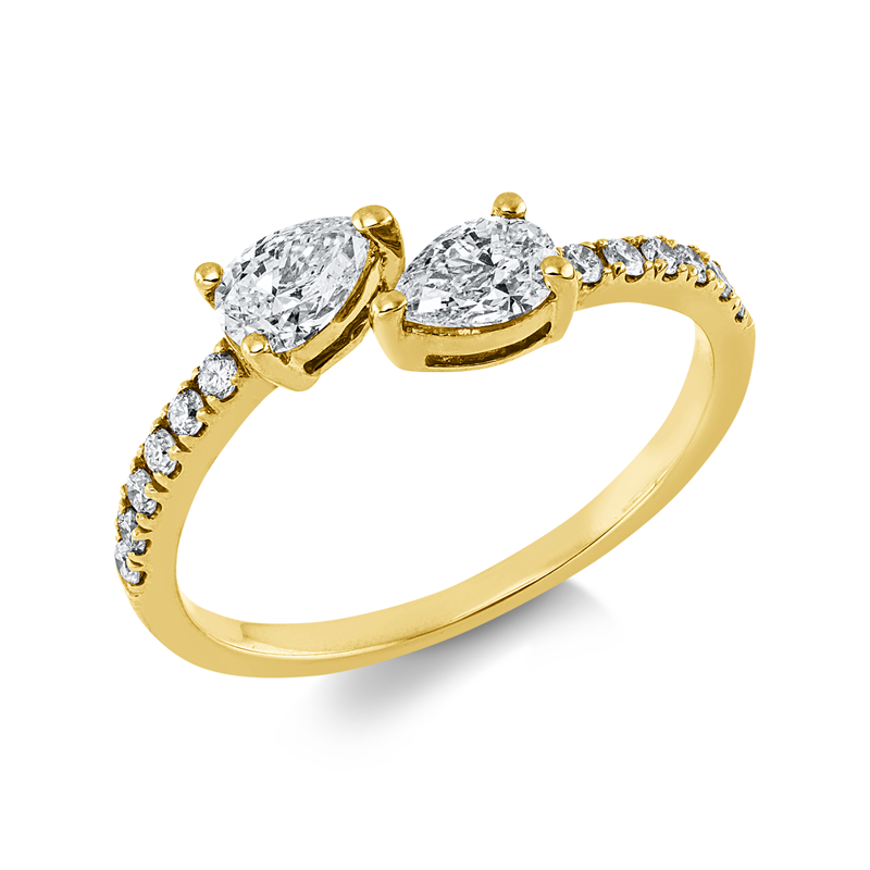 Ring    aus 750/-18 Karat Gelbgold mit 14 Diamanten 0