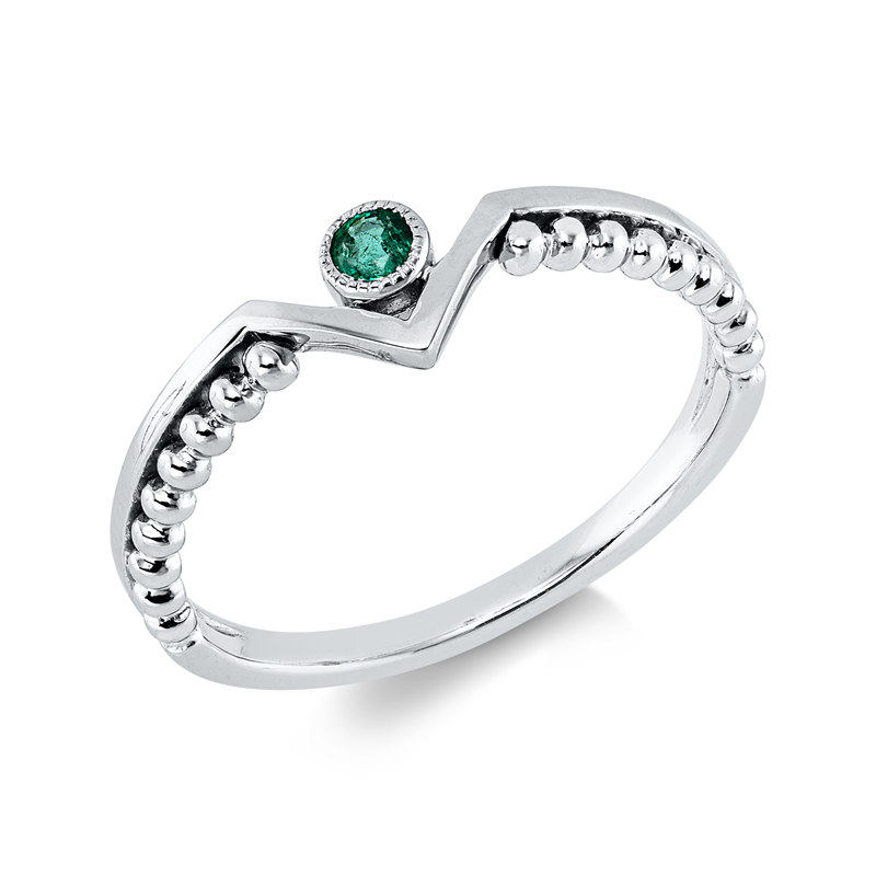 Ring mit Smaragd  aus 750/-18 Karat Weißgold  