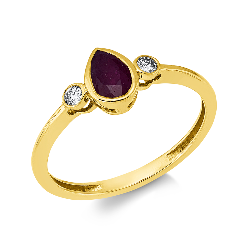 Ring mit Rubin  aus 750/-18 Karat Gelbgold mit 1 Diamant 0