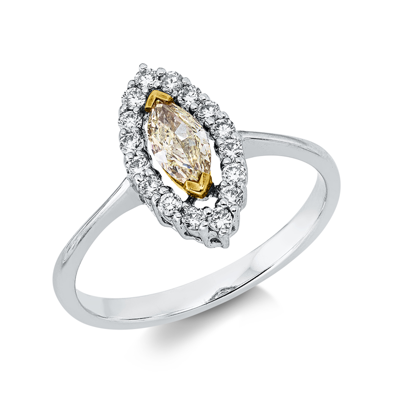 Ring    aus 750/-18 Karat Weißgold / Gelbgold mit 17 Diamanten 0