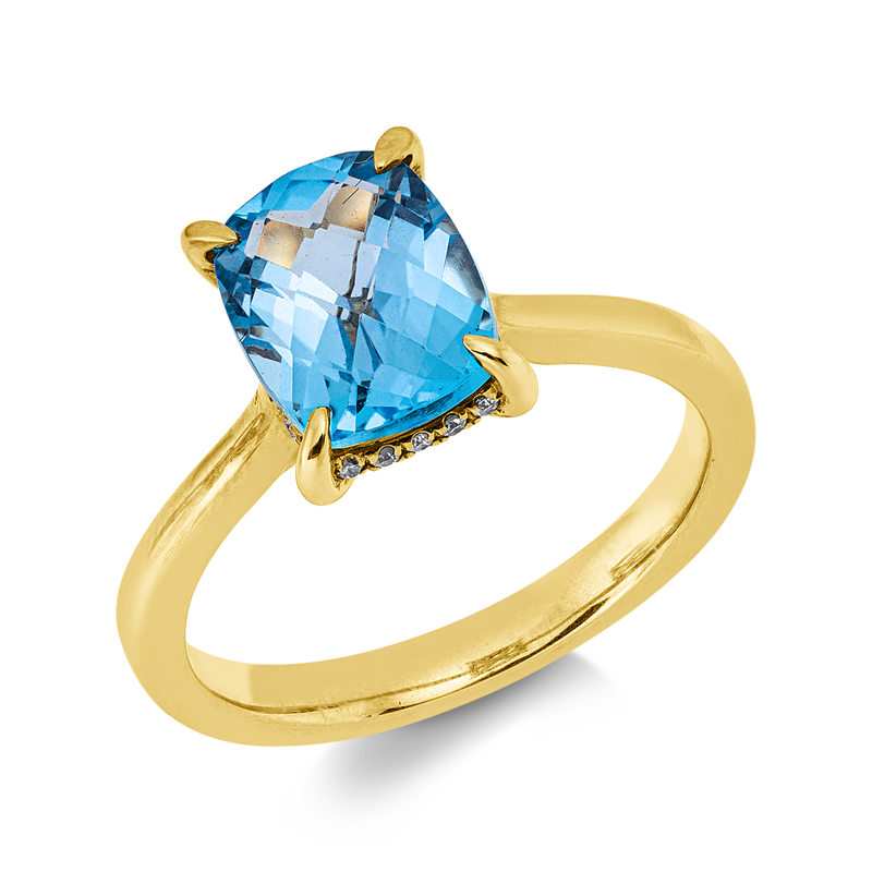 Ring mit Topas  aus 750/-18 Karat Gelbgold mit 24 Diamanten 0