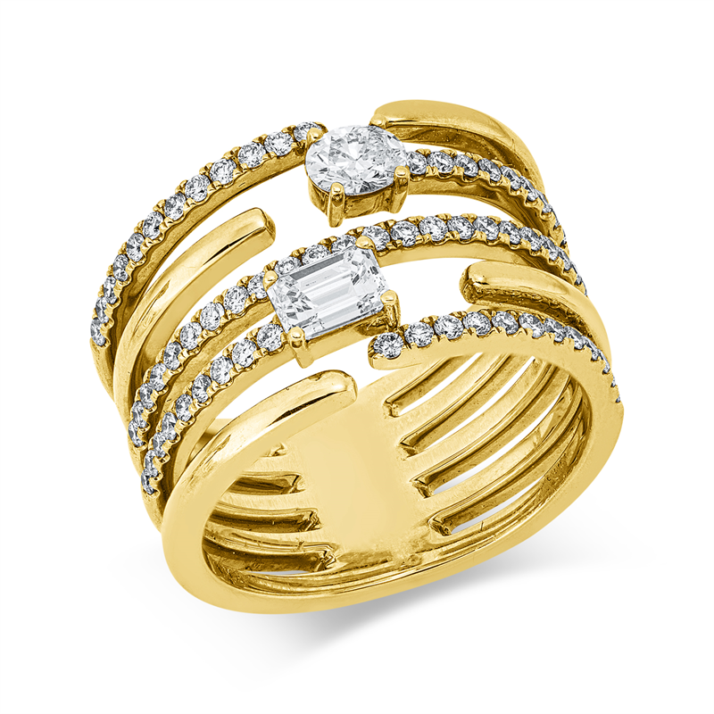 Ring    aus 750/-18 Karat Gelbgold mit 69 Diamanten 0