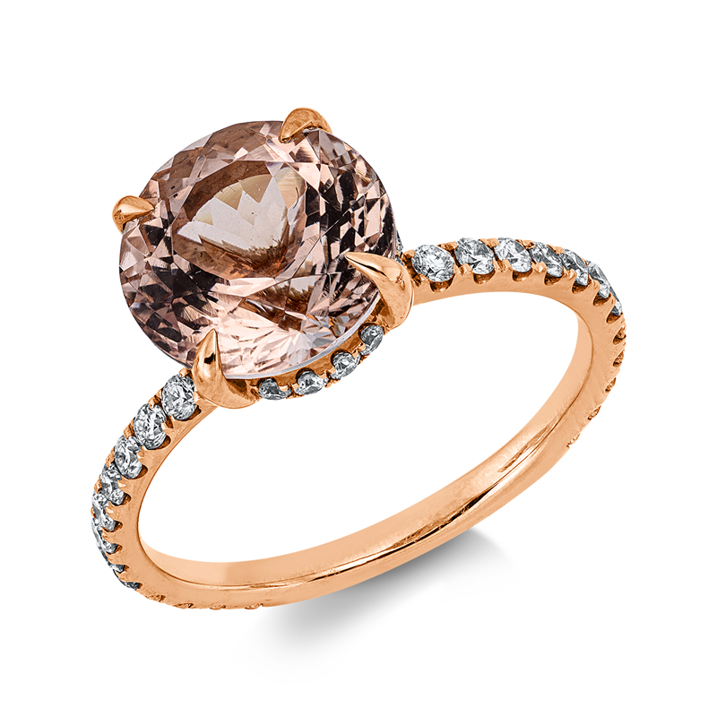 Ring mit Morganit  aus 750/-18 Karat Rotgold mit 42 Diamanten 0
