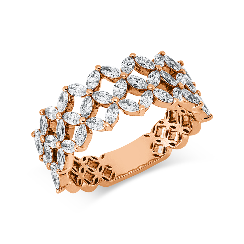 Ring    aus 750/-18 Karat Rotgold mit 42 Diamanten 1