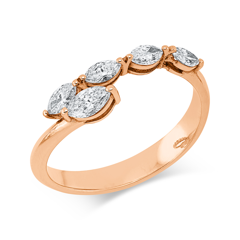 Ring    aus 750/-18 Karat Rotgold mit 5 Diamanten 0