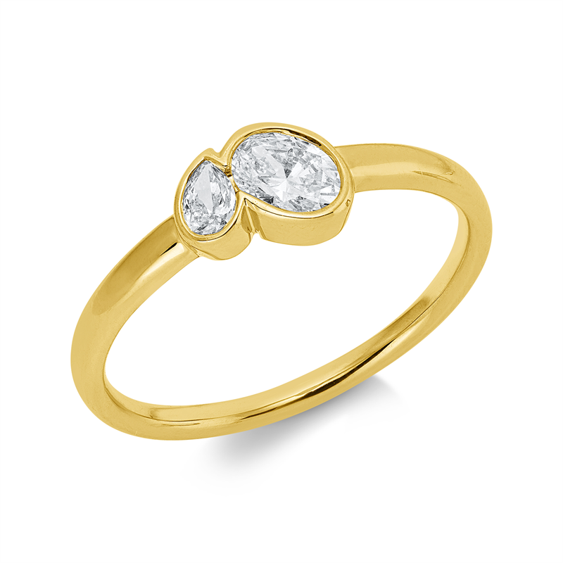 Ring    aus 750/-18 Karat Gelbgold mit 2 Diamanten 0