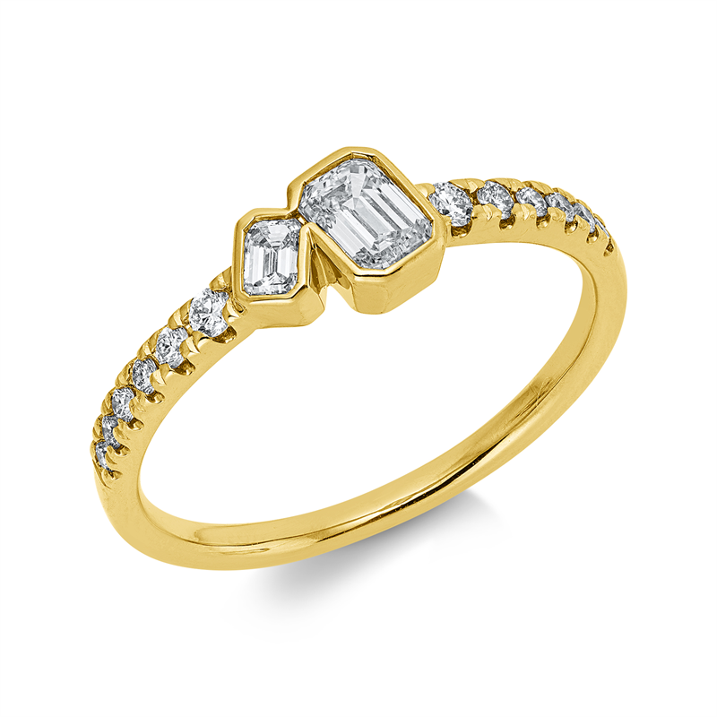 Ring    aus 750/-18 Karat Gelbgold mit 14 Diamanten 0