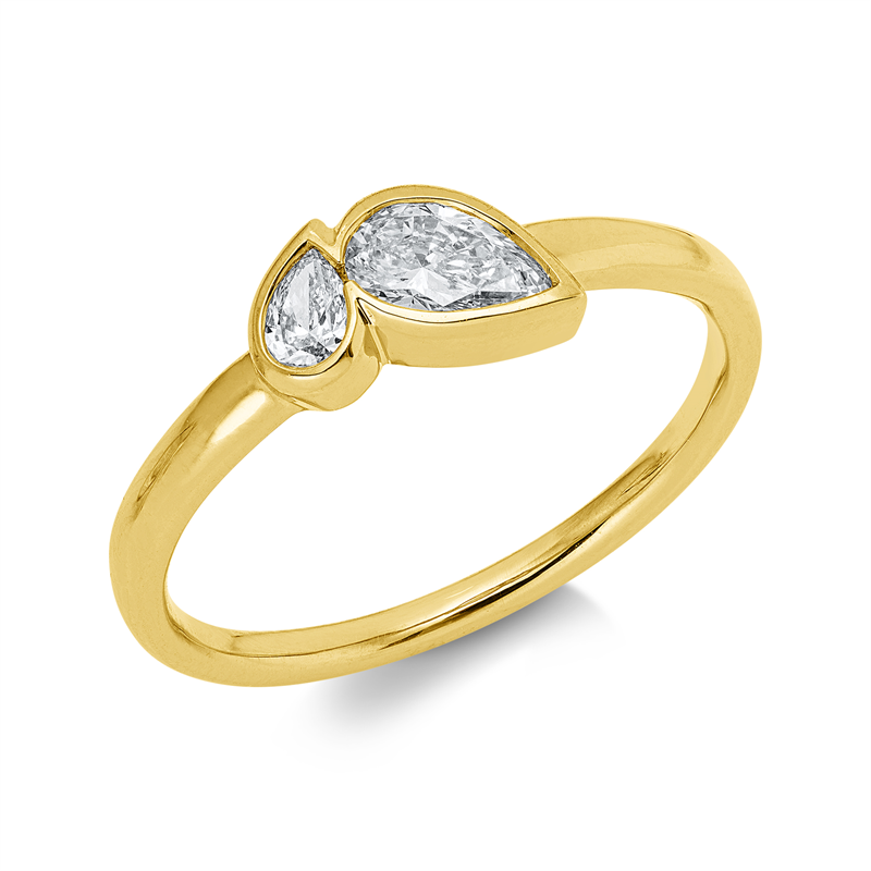 Ring    aus 750/-18 Karat Gelbgold mit 2 Diamanten 0